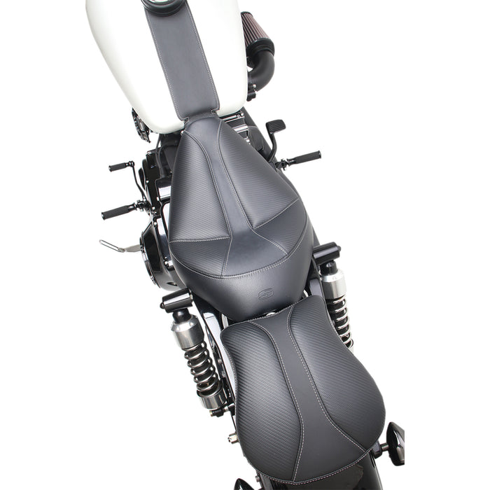 SADDLEMEN 0803-0498 896-04-0042 Dominator Solo Seat - w/o Backrest- Black w/ Gray Stitching - FXD/WG '96-'03