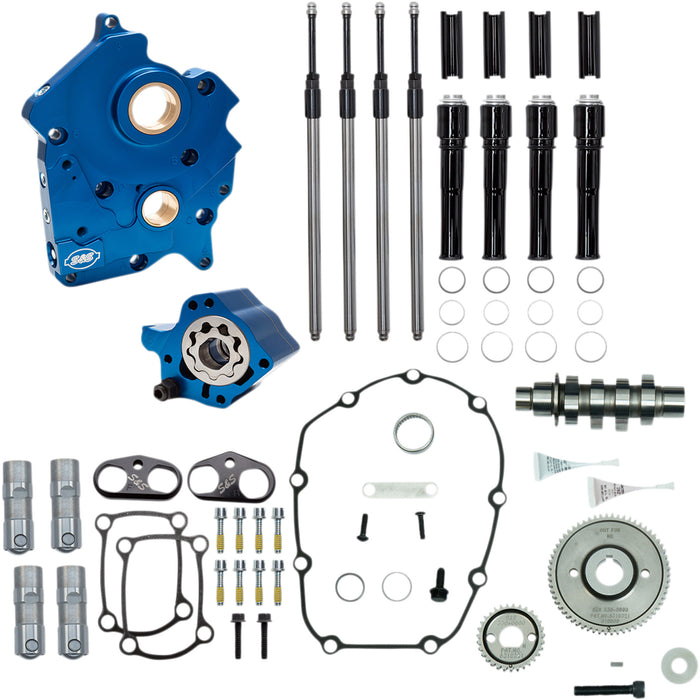 S&S CYCLE 0925-1312 310-1014A Cam Chest Kit for M8 - Cam Chest Kit with Plate - Gear Drive - Oil Cooled - 475 Cam - Black Pushrods - M8