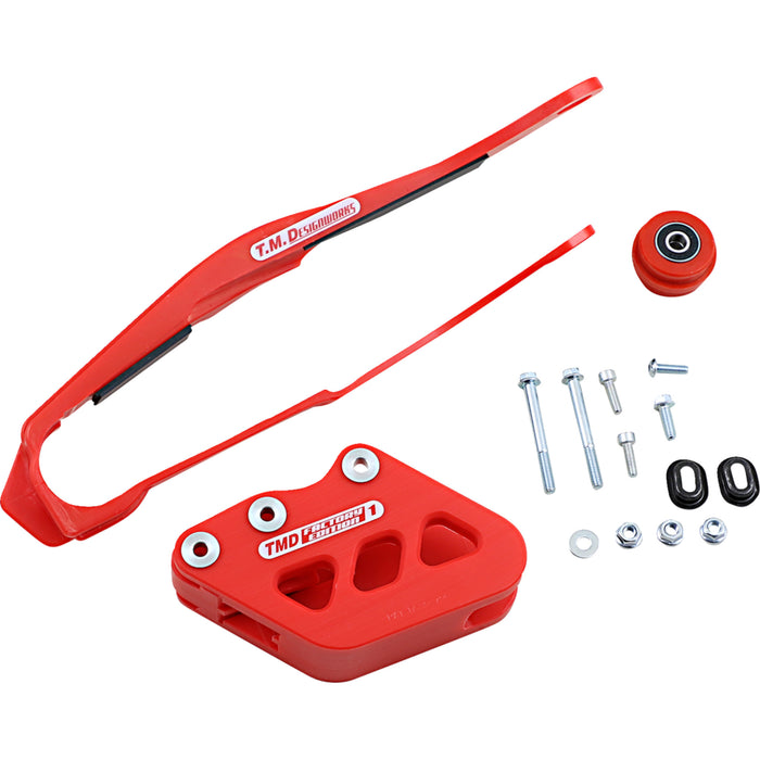 T.M. DESIGNWORKS 1231-1313 DCK-OR1-RD Chain Guide and Slider Kit Chain Guide/Slider - Honda - Red