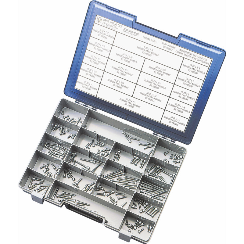 DRAG SPECIALTIES DS-190583 #8 and #10 Fine/Coarse Thread Socket-Head Bolt Kit Bolts - Socket-Head/Assortment - Knurled - 8-32/10-24/10-32 - Kit