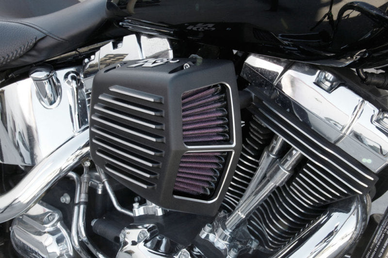 K & N RK-3950 K&N Street Metal Intake System For 01-16 Harley Davidson Softail/dyna - Shaker Black - Photo - Mounted