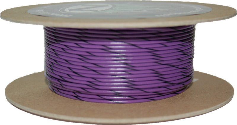Namz Custom Cycle 850-08950 NWR-70-100 #18-GAUGE VIOLET/BLACK STRIPE 100' SPOOL OF PRIMARY WIRE