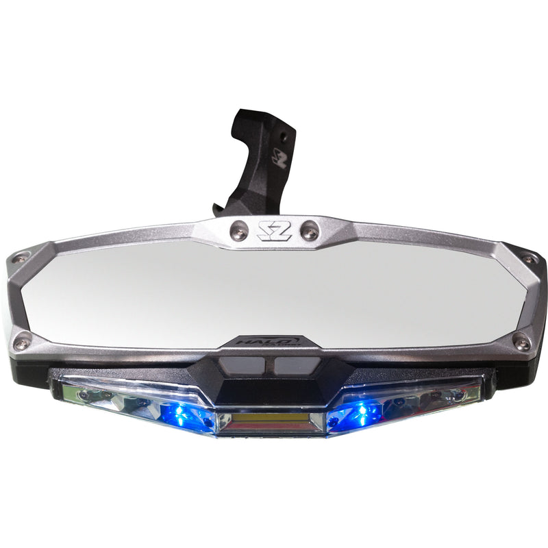 SEIZMIK 0640-1410 56-18022 Halo R Rear View Mirror with Cast Aluminum Bezel/LED Cabin Light - Maverick X3 Mirror - Halo R - Rear View w/LED Cabin Light - Rectangle - Silver w/Silver Bezel - Can Am X3