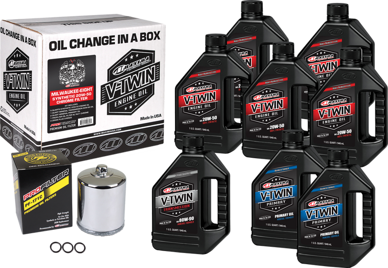 Maxima Racing Oil V-Twin SYN OIL Change Kit M8 Chrome Filer - 90-129018PC