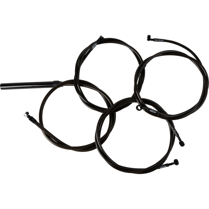 LA Choppers Complete Midnight Braided Handlebar Cable Brake Line Kit — Standard Stock Handlebars - LA-8059KT2-08M For Harley Touring 2023-2026