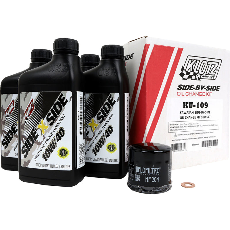KLOTZ OIL 3601-0922 KU-109 Side-by-Side Oil Change Kit Oil Change Kit - Kawasaki - 10W/40