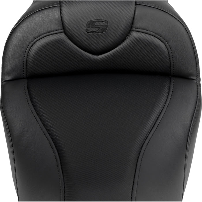 SADDLEMEN- 0801-1617 A808-07R-185BLK Roadsofa™ Standard Reach Seat-with Backrest - Carbon Fiber - Black Stitch - FL 08-19