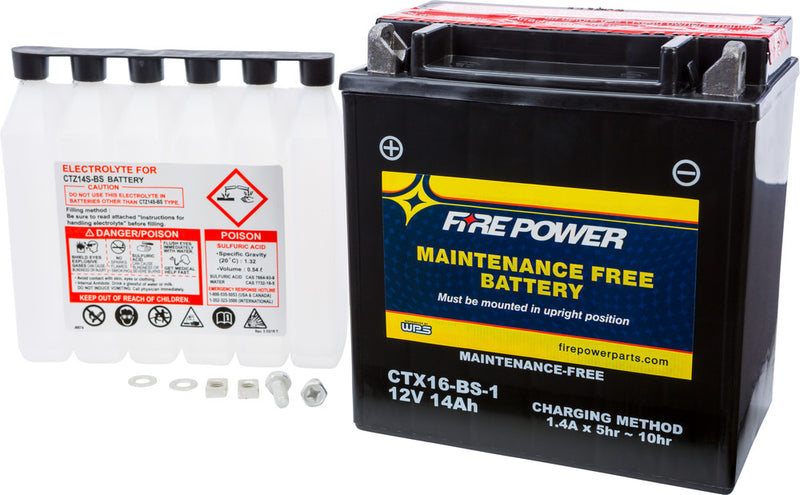 Fire Power 49-2278 CTX16-BS-1 BATTERY CTX16-BS-1 MAINTENANCE FREE