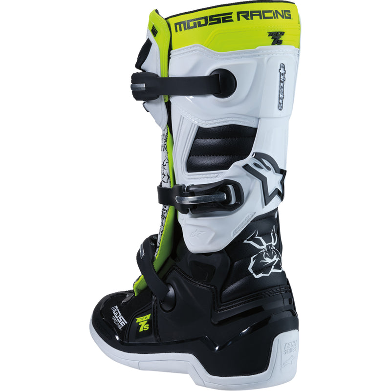 MOOSE OFFROAD Youth Tech 7S Boots Black/White/Yellow - US