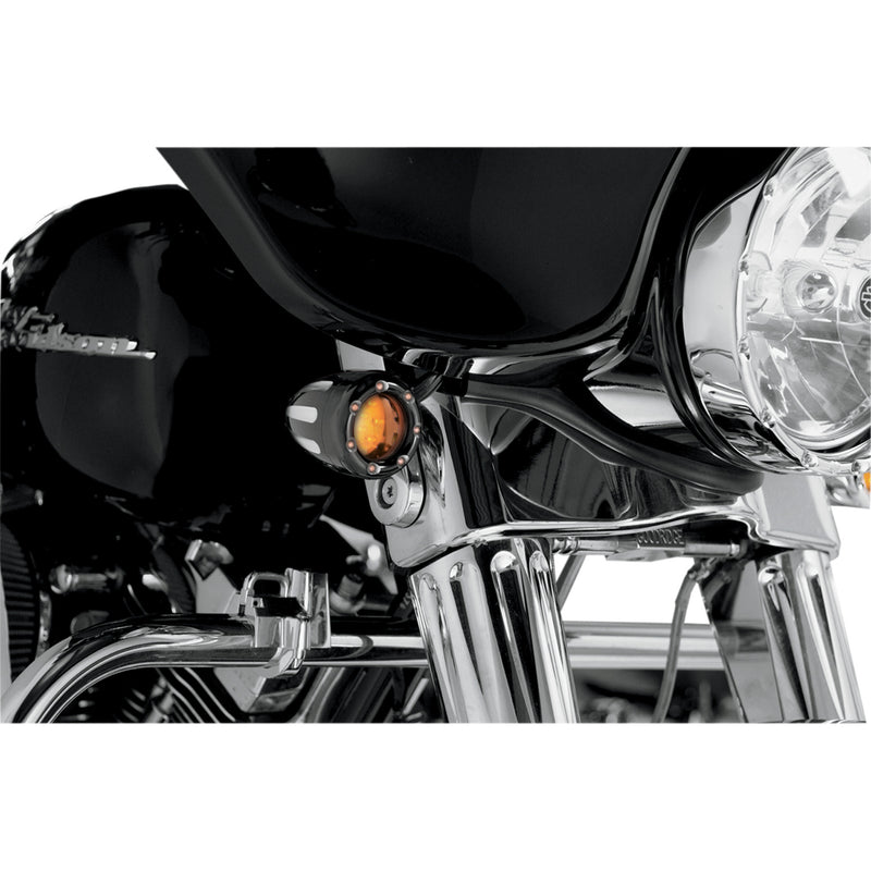 ARLEN NESS 2040-0837 12-753 Deep Cut Factory Style Turn Signals W/ LED Fire Ring - Black/Amber - Amber Ring
