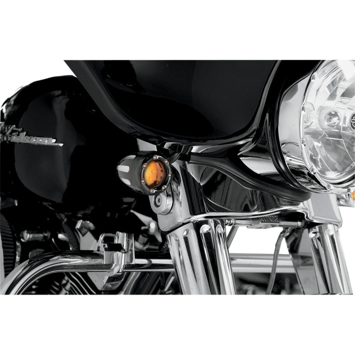 ARLEN NESS 2040-0837 12-753 Deep Cut Factory Style Turn Signals W/ LED Fire Ring - Black/Amber - Amber Ring