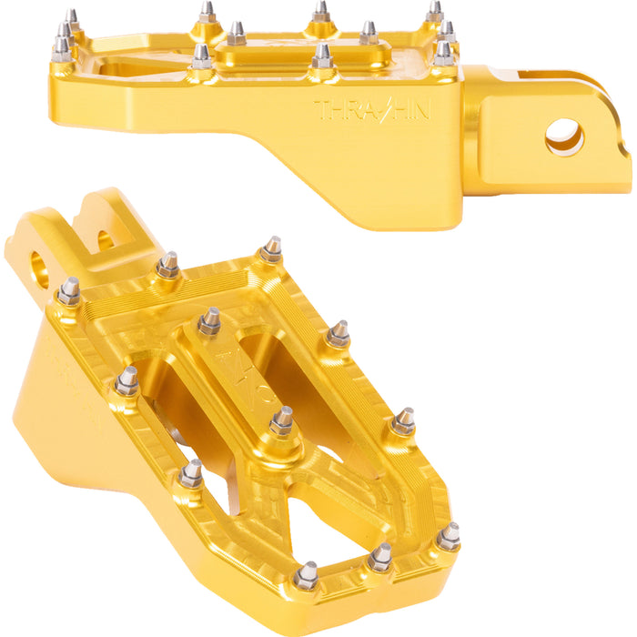 THRASHIN SUPPLY CO. 1620-2776 TSC-2022-5-SF Aggressor Footpegs front - gold