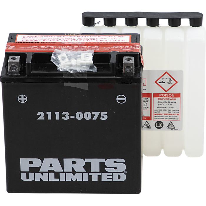 PARTS UNLIMITED 2113-0075 AGM Maintenance-Free Battery AGM Battery - YTX20CHBS .80 L