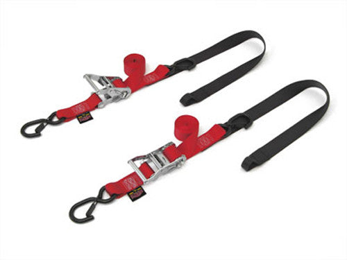 Powertye TIE-Down RAT SEC Hook Soft-TYE 1.5"X6.5' RED Black Pair - 30571-ST