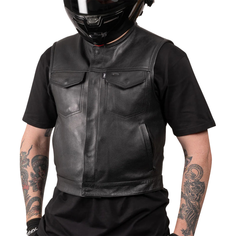 THRASHIN SUPPLY CO. Encinal Leather Shorty Riding Vest Black