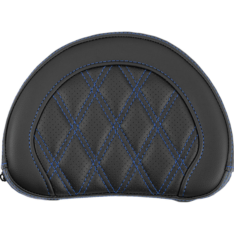 SADDLEMEN 0822-0698 051318401 Contoured Sissy Bar Pad lattice stitch - blue stitch