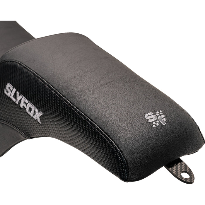 SLYFOX 0802-1590 0802-1590 The Lowrider Drifter Seat - Gray Logo - Smooth Vinyl - Carbon Fiber - FXLR/FLSB '18-'24