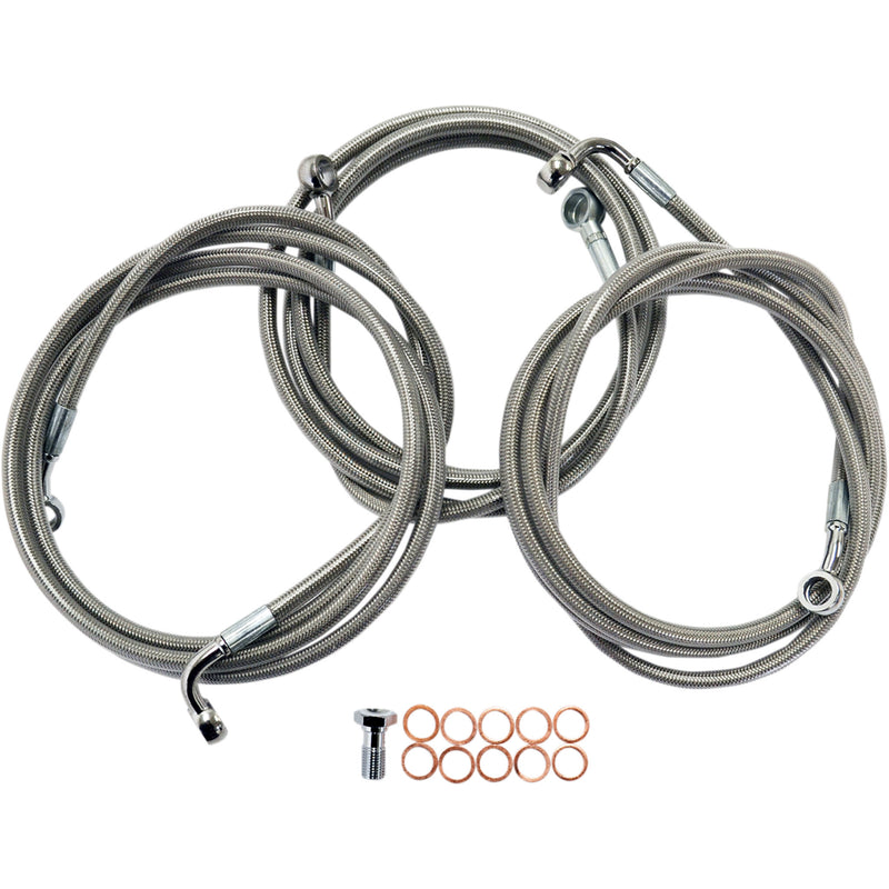 LA Choppers Stainless Steel Brake Line Kit 12" 14" Ape Hanger Handlebars - LA-8052B13 For Harley Touring 2014-2020