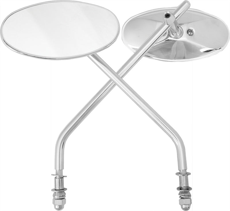 Harddrive 153080 Oval Mirror Chrome Long Stem For Harley Motorcycles 1970-2018