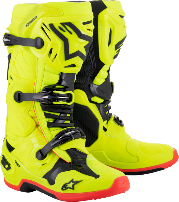 Alpinestars 482-13312 2010020-533-12 TECH 10 BOOTS YLW FLUO/BLK/RED FLUO SZ 12