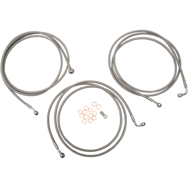 LA Choppers Stainless Steel Brake Line Kit 18" 20" Ape Hanger Handlebars - LA-8052B19 For Harley Touring 2014-2020