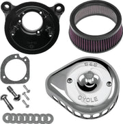 S&S Cycle 170-0441 01-15 Fuel-injected Softail Models Stealth Air Cleaner Kit W/ Chrome Mini Teardrop Cover - Photo - Primary