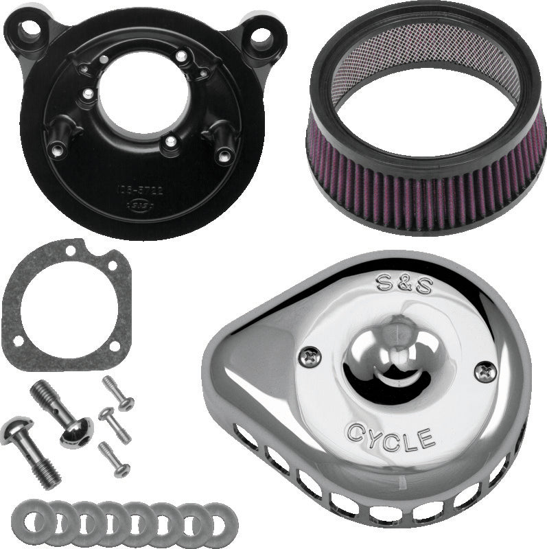 S&S Cycle 170-0441 01-15 Fuel-injected Softail Models Stealth Air Cleaner Kit W/ Chrome Mini Teardrop Cover - Photo - Primary