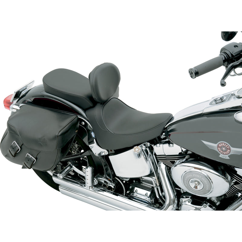 Drag Specialties Backrest Compatible Solo Seat — Smooth Solo Seat Smooth Driver Backrest FL FX - 0802-0632 For Harley Softail 2000-2006