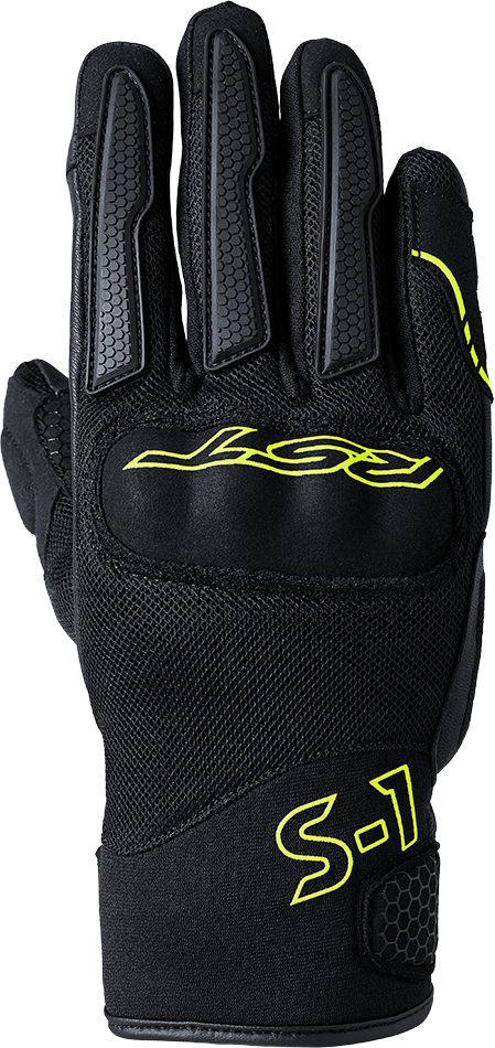 Rst 556-3182409 103182F.YEL-09 S1 MESH CE GLOVE BLACK/FLO YELLOW MD