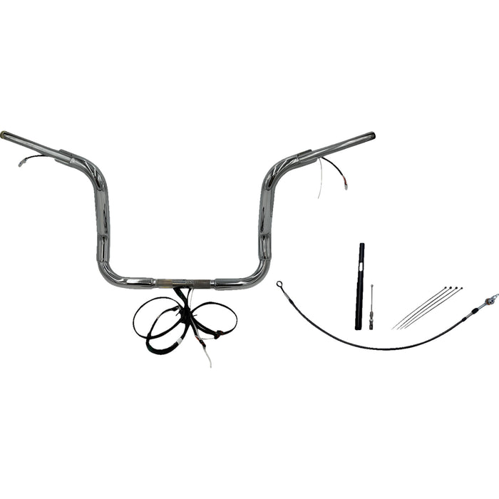 FAT BAGGERS INC. 0601-6059 812412 EZ Install Wired 1-1/2" Round Top Handlebar Kit - Pointed Top - 12" - Chrome
