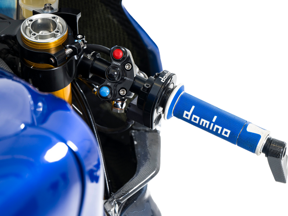 Domino Racing 58-2289 A45041C4648B7-0 A450 ROAD RACING GRIPS BLUE/WHITE PAIR