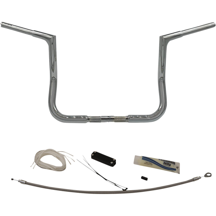 FAT BAGGERS INC. 0601-5537 709112 1-1/4" EZ Install Flat Top Handlebar Kit - 12" - Chrome