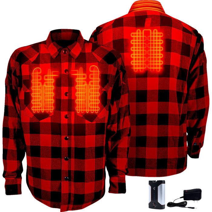 GERBING HEATED CLOTHING 7 V Battery Flannel Shirt Red/Black