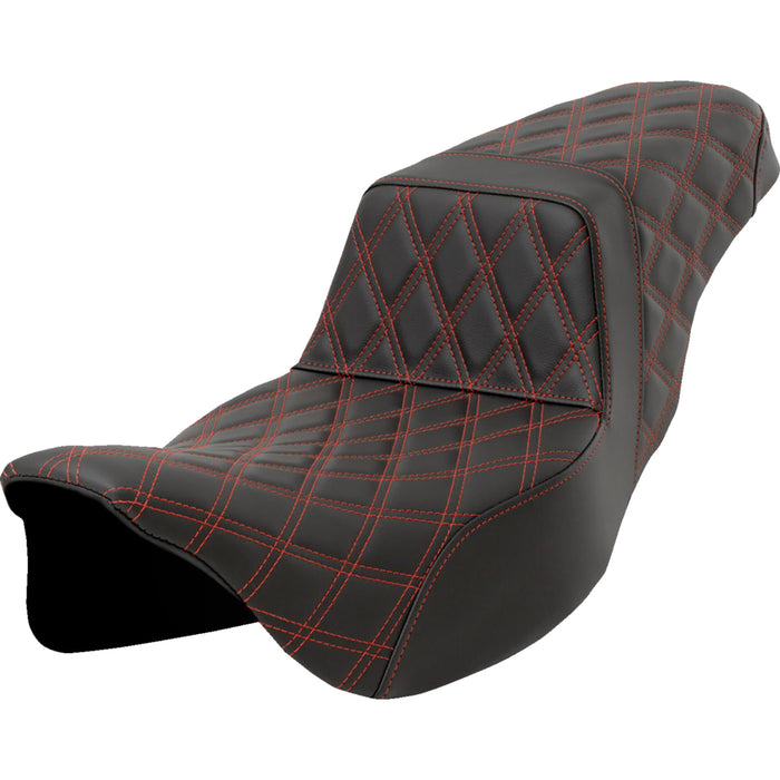 SADDLEMEN 0801-1603 A808-07E-175RED Lattice Stitch Step-Up Seat - Extended Reach - FLH/FLT '08-'23