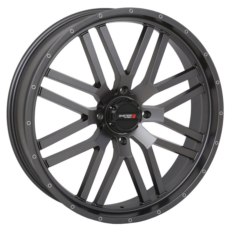 System 3 ST3 Wheel 24X7 4+2.5 (+10MM) 4/137 Matte Gunmetal Grey - 24S3-1537 For Honda Pioneer 2016-2023 | Bombardier Outlander 2003-2006