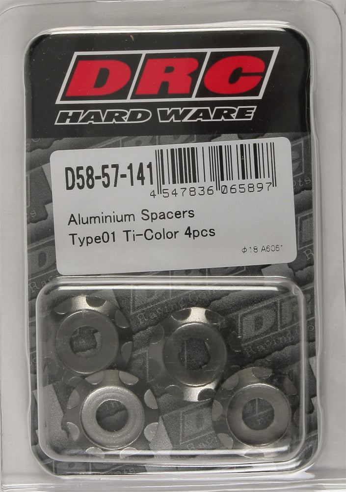 Drc 634-8301T D58-57-141 ALUMINUM SPACERS TYPE 1 TITANIUM M6X12MM 4/PK