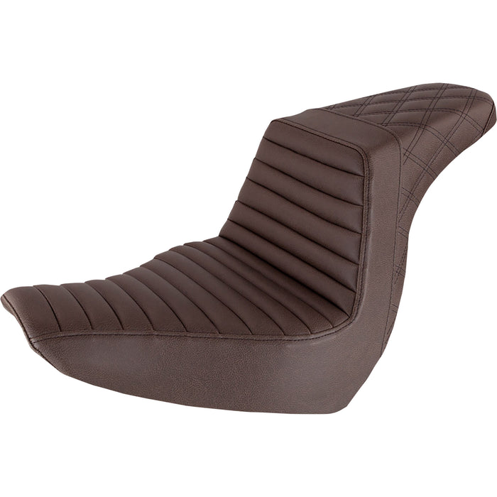 SADDLEMEN 0802-1374 818-29-176BR Step-Up Seat - Front Tuck-n-Roll/Rear Lattice Stitch - Brown