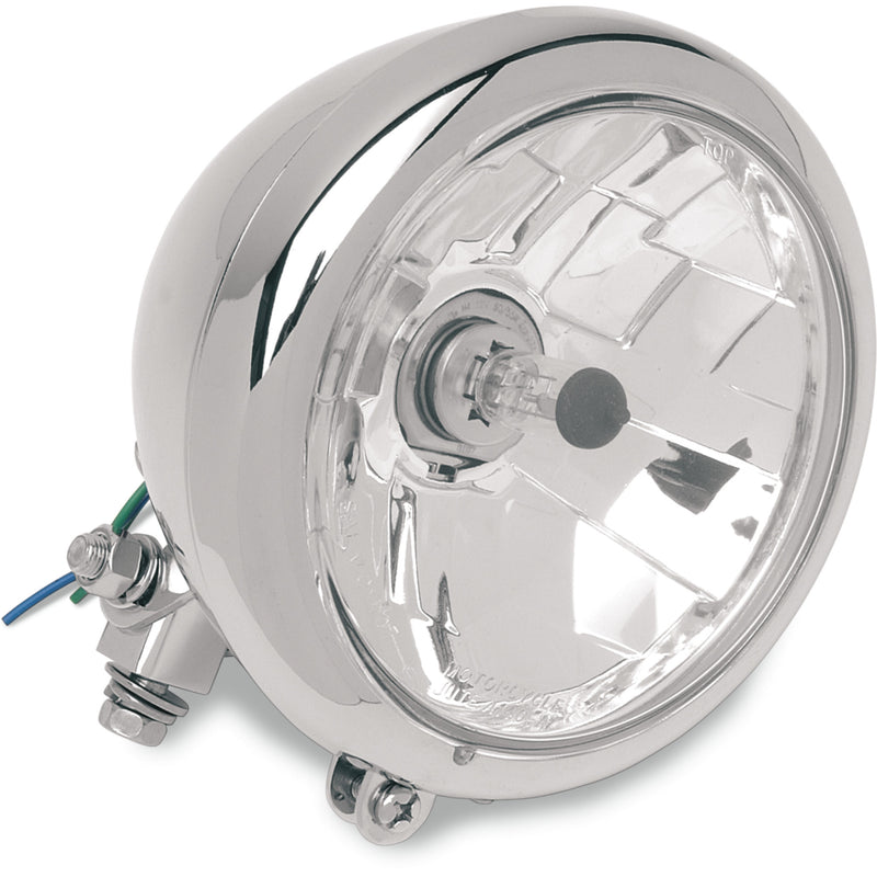 DRAG SPECIALTIES 2001-0097 Diamond-Style Bottom-Mount 5-3/4" Headlight Assemblies 5-3/4" Head Light - Clear Lens - Chrome