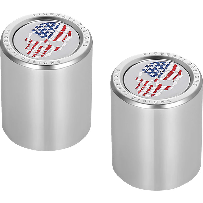 FIGURATI DESIGNS 3550-0329 FD24-DC-2530-SS Docking Covers red/white/blue american flag skull - short - silver