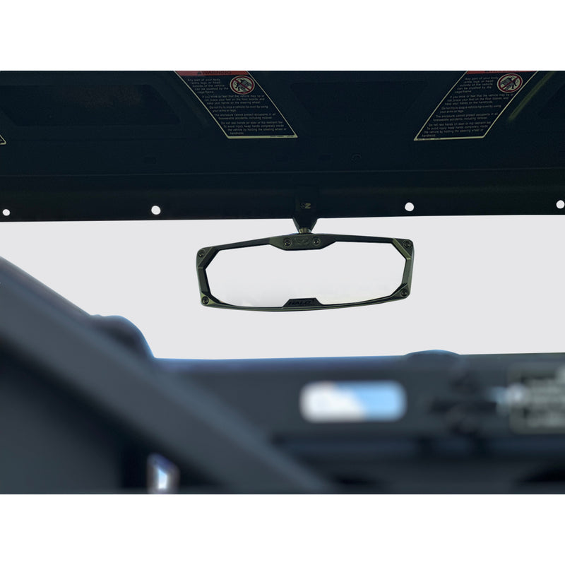 SEIZMIK 0640-1728 56-18033 Halo R Rear View Mirror with Cast Aluminum Bezel - CF Moto Mirror - Halo R - Rear View - Rectangle - Black w/Silver Bezel - Each - CF Moto