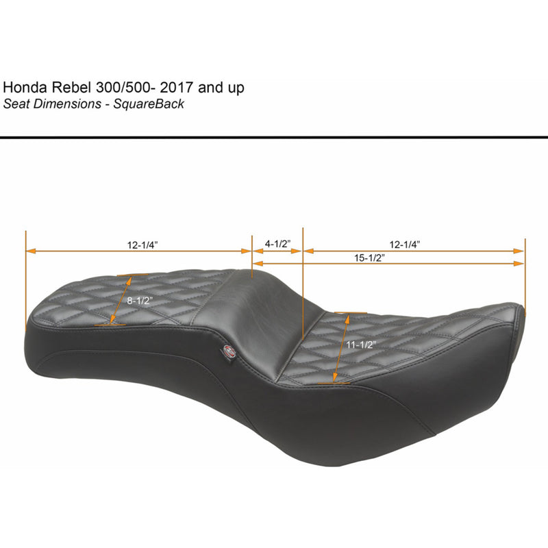 Mustang Squareback Seat - 84003 Honda Rebel 2017-2023