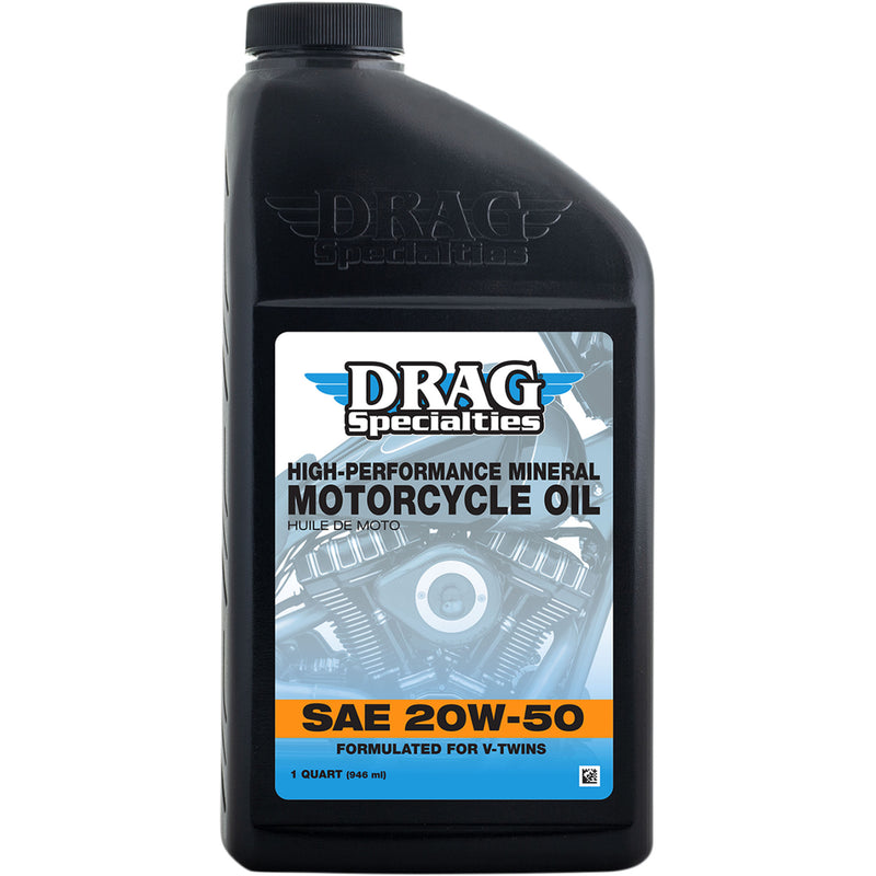 DRAG SPECIALTIES OIL 3601-0773 V-Twin High-Performance Mineral Engine Oil Engine Oil - 20W-50 - 1 U.S. quart