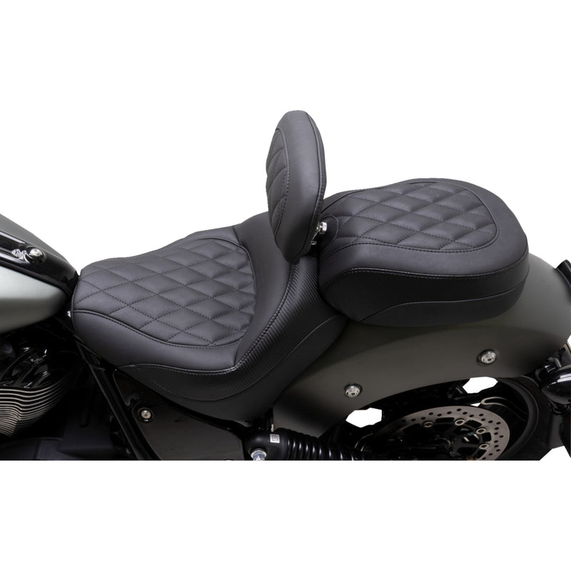 Mustang Recessed Passenger Seat Black Diamond Stitch - 89741 For Indian 2022-2023