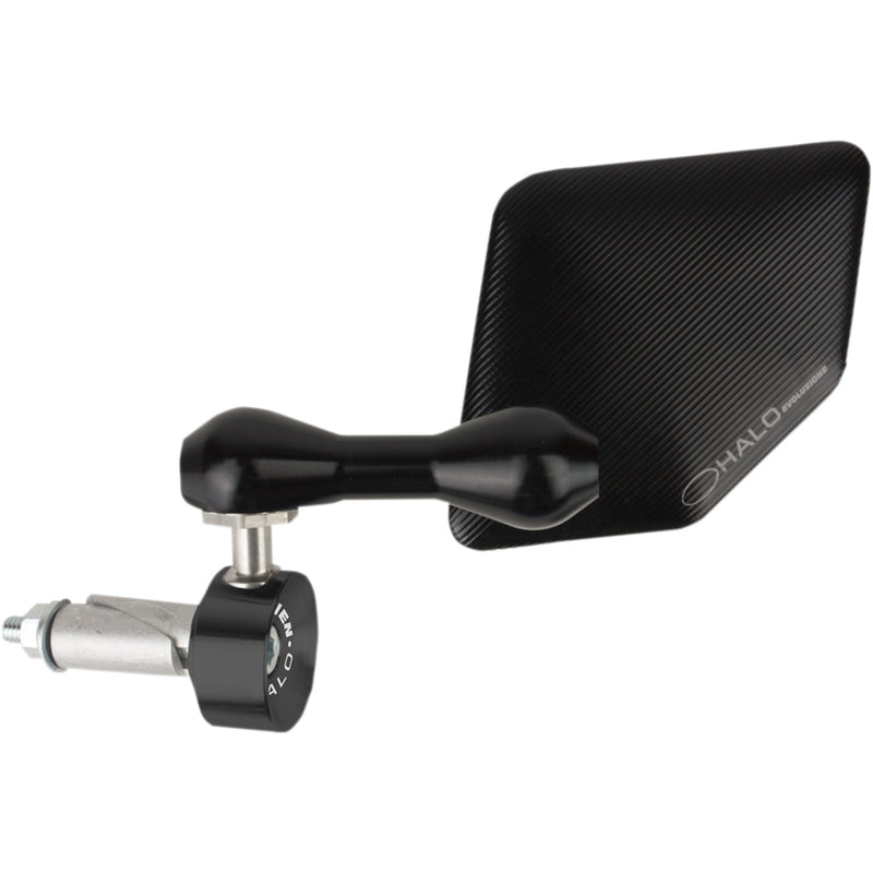 DRIVEN RACING 0640-1071 DHBML-BK Halo Stainless Steel Bar End Mirror Halo Mirror - Black - Left