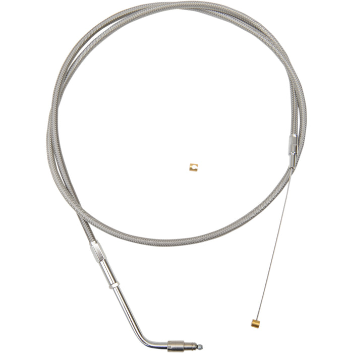 LA CHOPPERS 0650-1441 LA-8320TH13 Stainless Braided Handlebar Throttle Cable - 12" - 14"