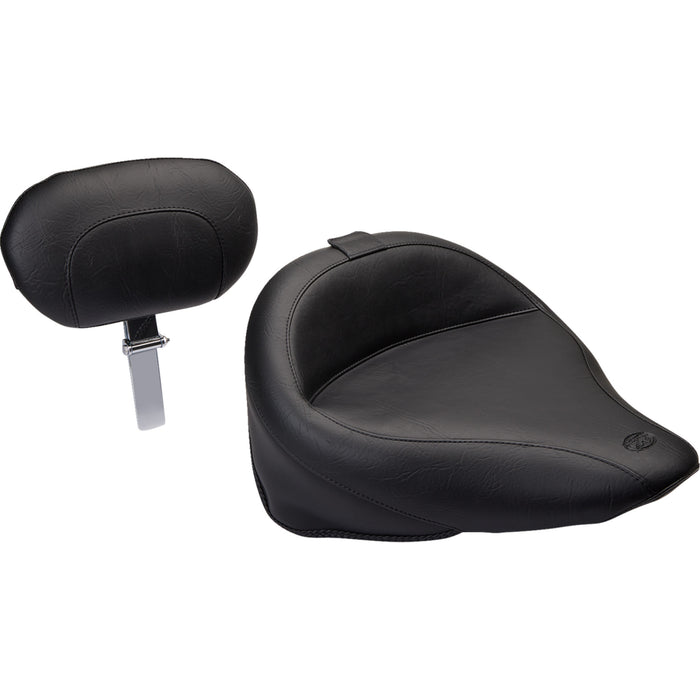 MUSTANG 0802-0237 79121 Wide Solo Seat with Removable Backrest - Vintage - Black - Smooth - FLST '00-'05