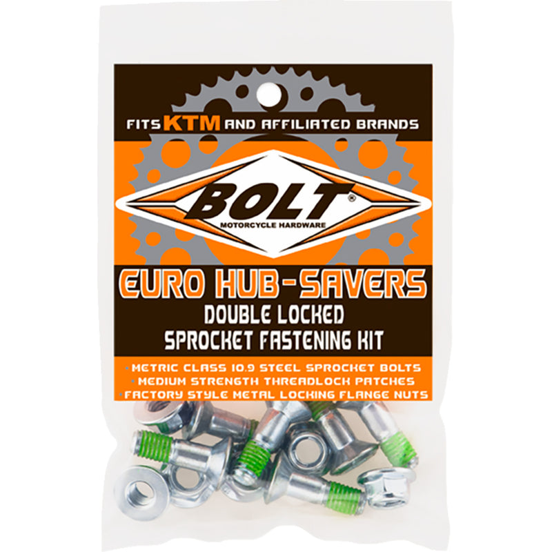 BOLT 2401-0858 2008-HS.EU Euro Hub-Savers Double Locked Sprocket Fastening Kit Bolt Kit - Sprocket - Double Locked - Silver - 6 Pack