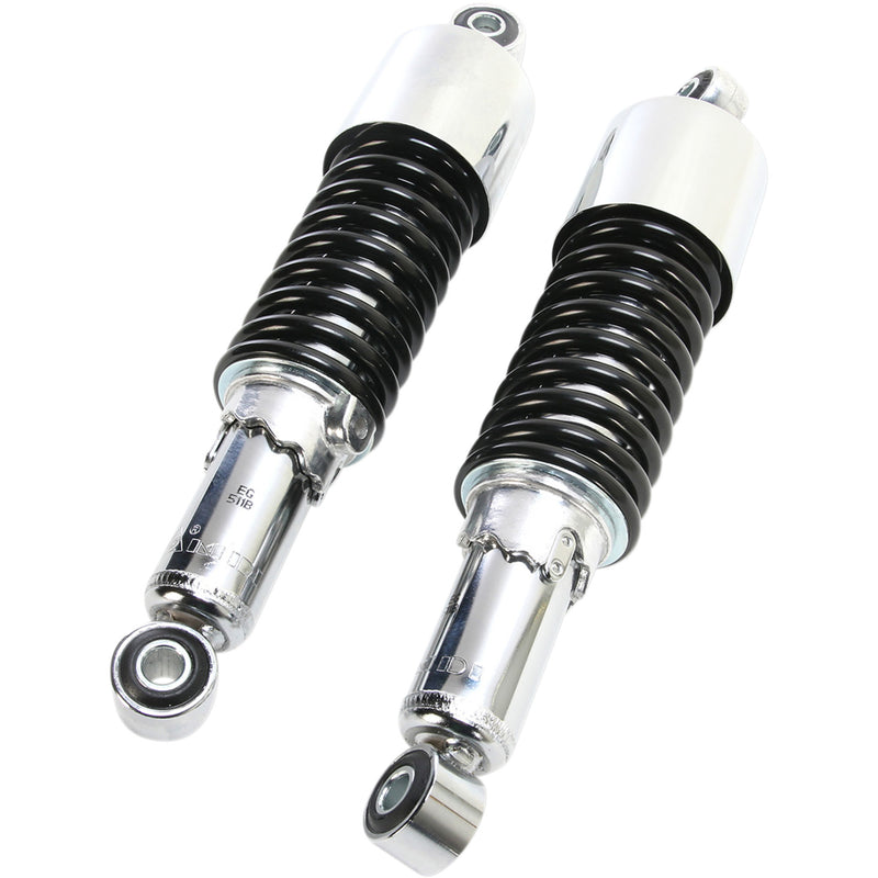 EMGO 1310-1219 17-05700 Custom Shorty Shocks with shroud - chrome body/black spring finish - eye lowering