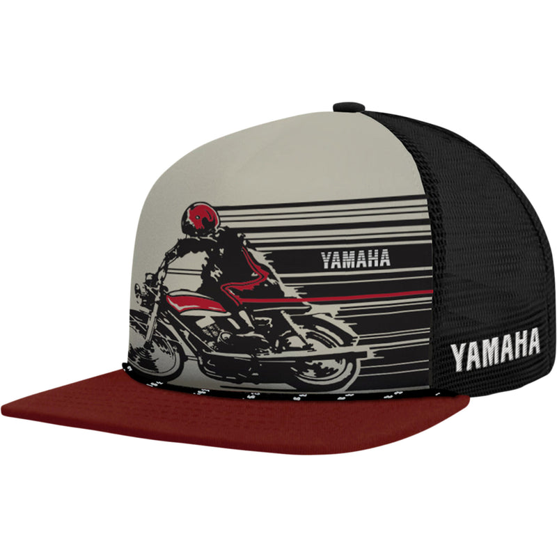 YAMAHA APPAREL 2501-3918 NP21A-H2739 Yamaha Flat Bill Hat Yamaha Speed Hat - Black/Red