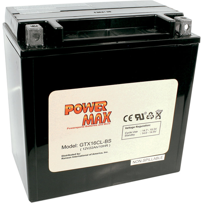 POWER MAX 2113-0044 GTX16CL-BS Maintenance-Free Battery Battery - YTX16CL-BS